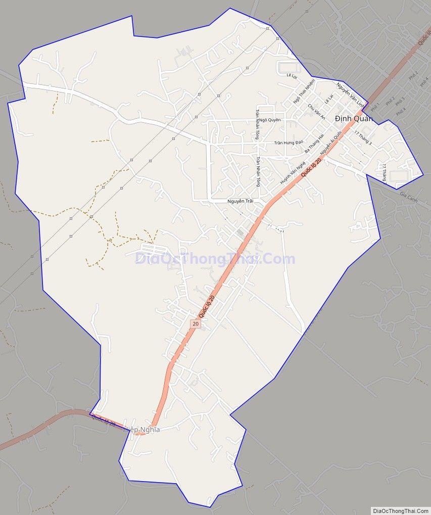 Bản đồ giao thông Thị trấn Định Quán, huyện Định Quán