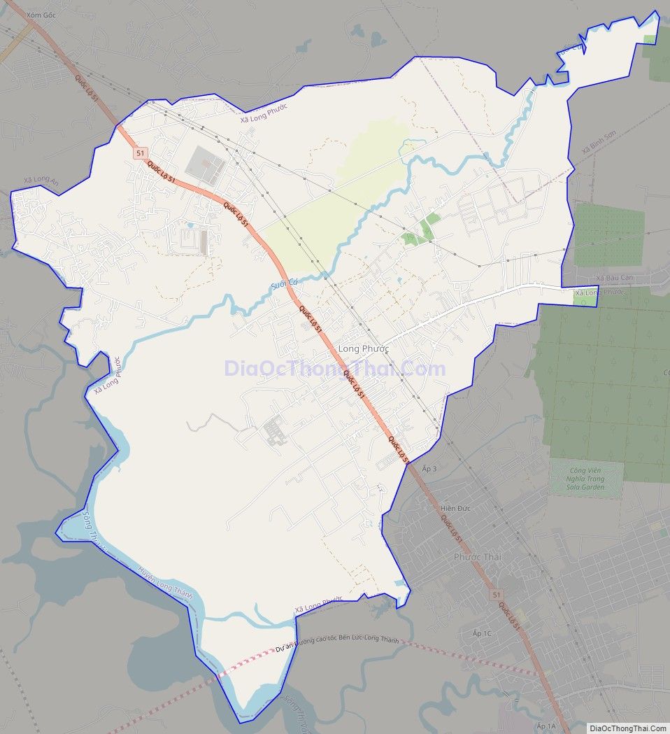 Bản đồ giao thông xã Long Phước, huyện Long Thành