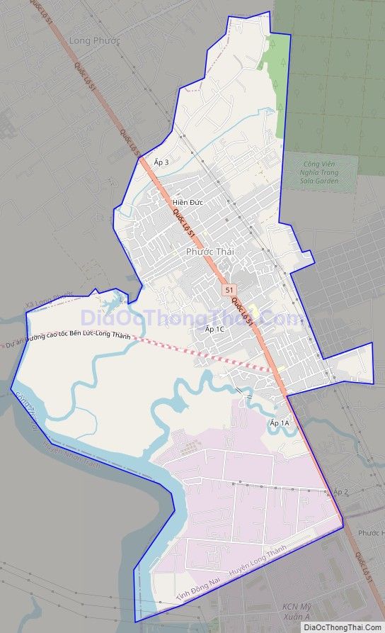 Bản đồ giao thông xã Phước Thái, huyện Long Thành