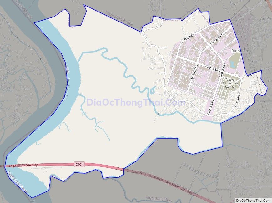 Bản đồ giao thông xã Tam An, huyện Long Thành