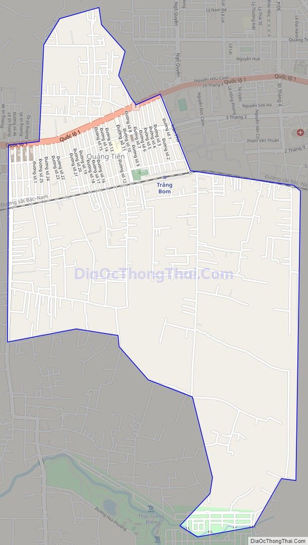 Bản đồ giao thông xã Quảng Tiến, huyện Trảng Bom