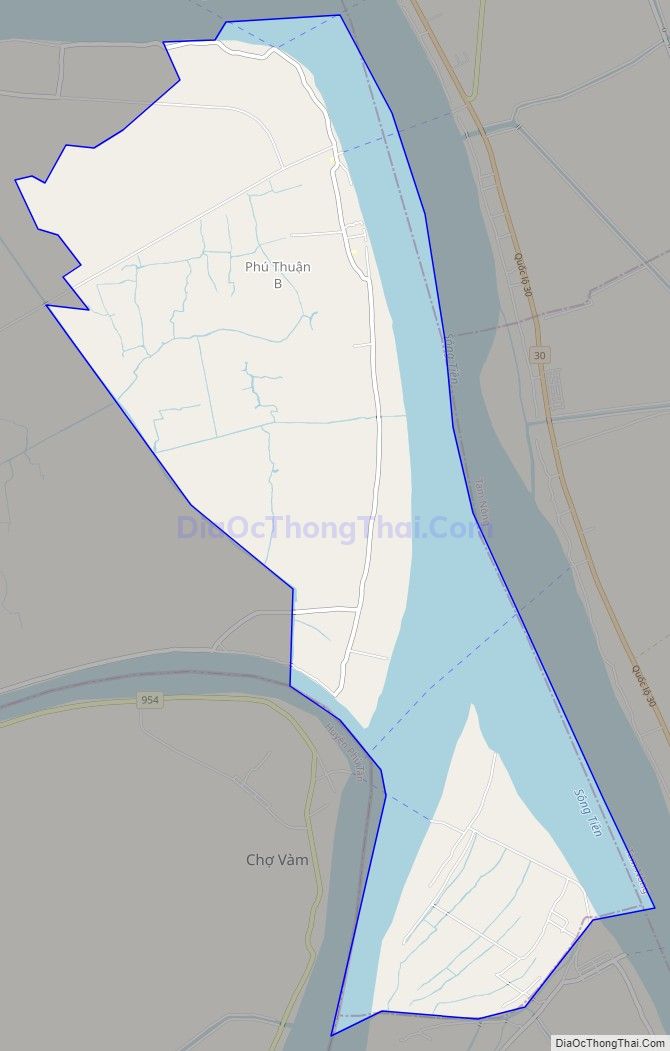Bản đồ giao thông xã Phú Thuận B, huyện Hồng Ngự