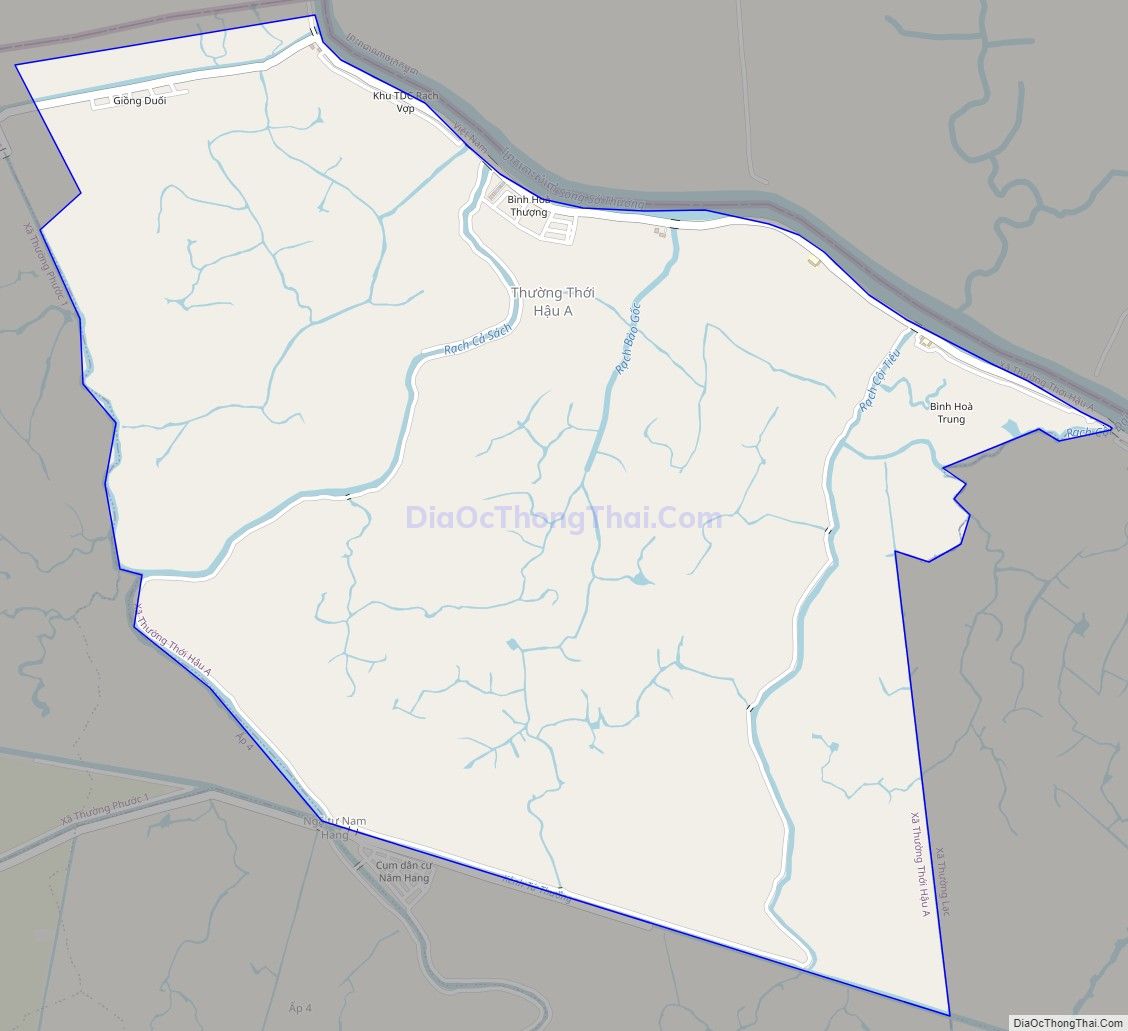Bản đồ giao thông xã Thường Thới Hậu A, huyện Hồng Ngự