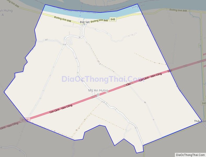 Bản đồ giao thông xã Mỹ An Hưng B, huyện Lấp Vò
