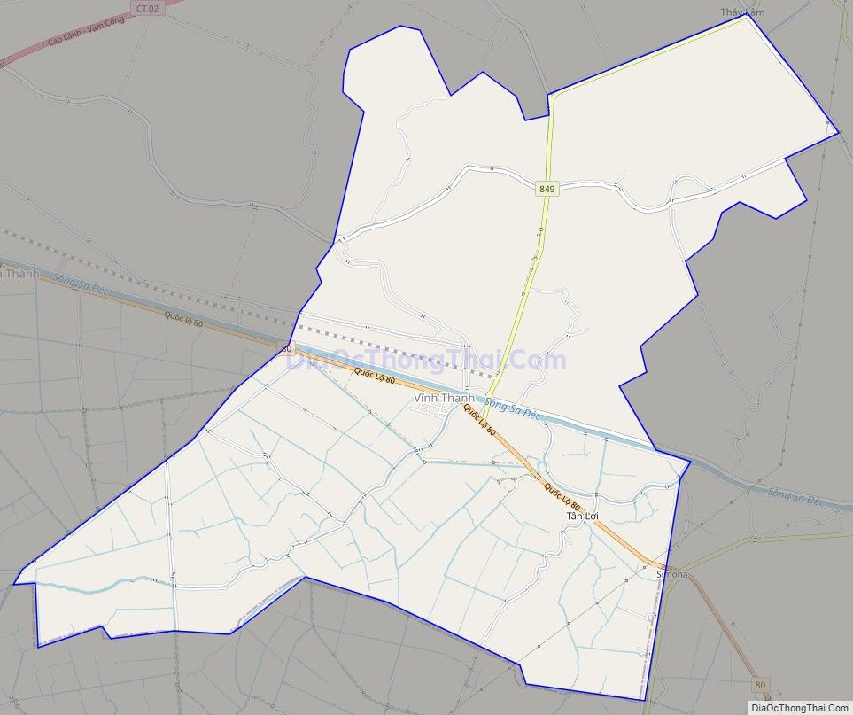 Bản đồ giao thông xã Vĩnh Thạnh, huyện Lấp Vò
