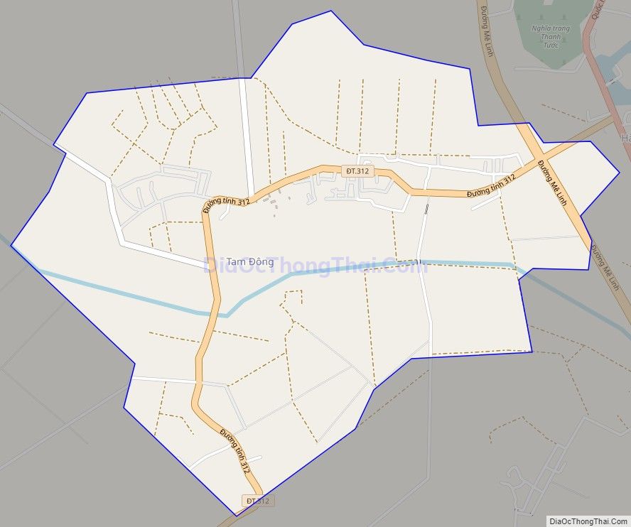 Bản đồ giao thông xã Tam Đồng, huyện Mê Linh