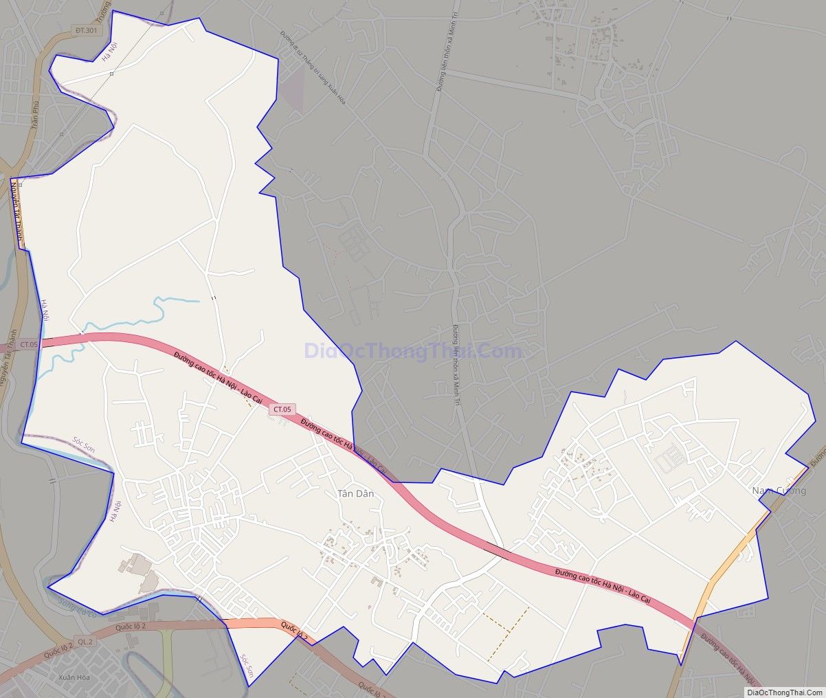 Bản đồ giao thông xã Tân Dân, huyện Sóc Sơn