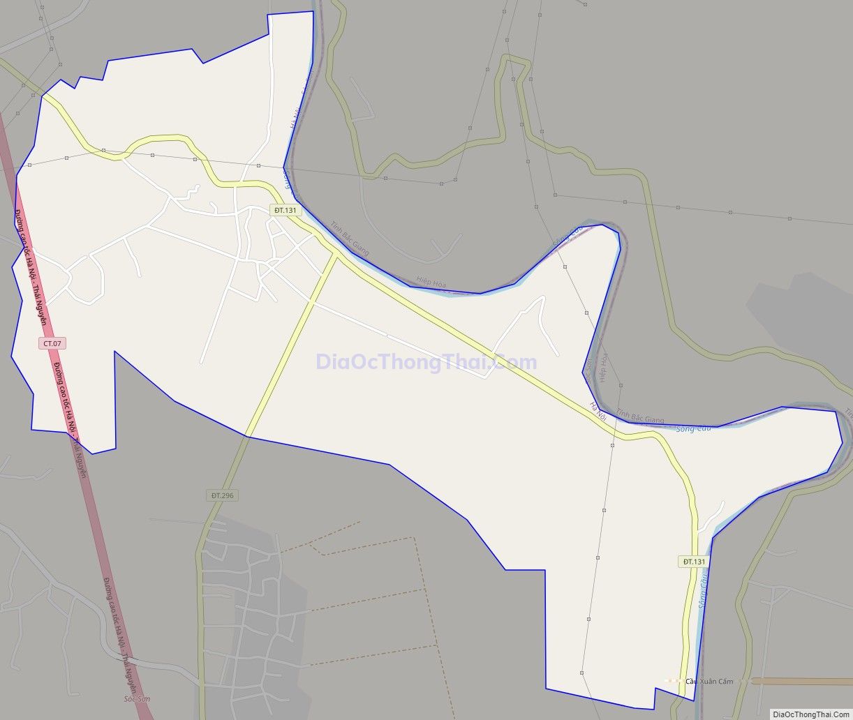 Bản đồ giao thông xã Tân Hưng, huyện Sóc Sơn