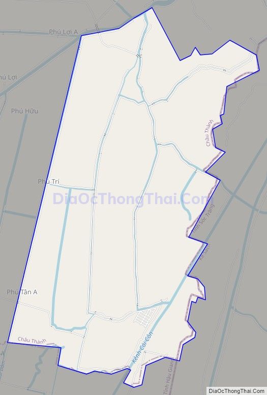 Bản đồ giao thông xã Phú Tân, huyện Châu Thành, Hậu Giang