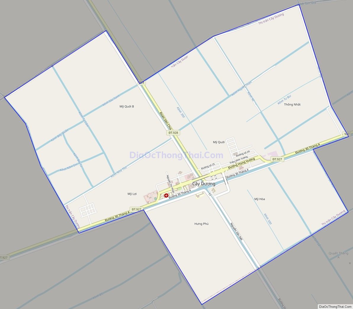 Bản đồ giao thông Thị trấn Cây Dương, huyện Phụng Hiệp