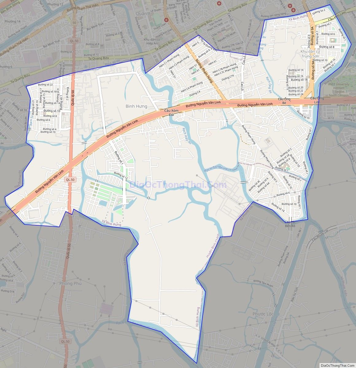 Bản đồ giao thông xã Bình Hưng, huyện Bình Chánh