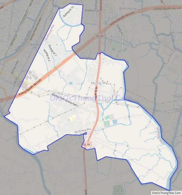 Bản đồ giao thông xã Phong Phú, huyện Bình Chánh