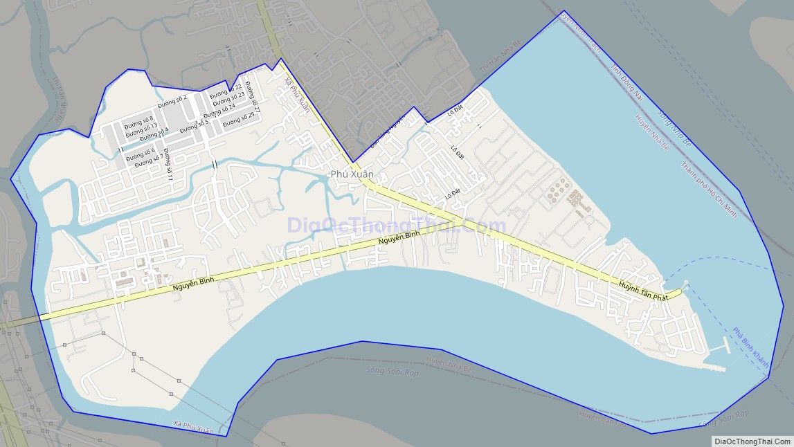 Bản đồ giao thông xã Phú Xuân, huyện Nhà Bè