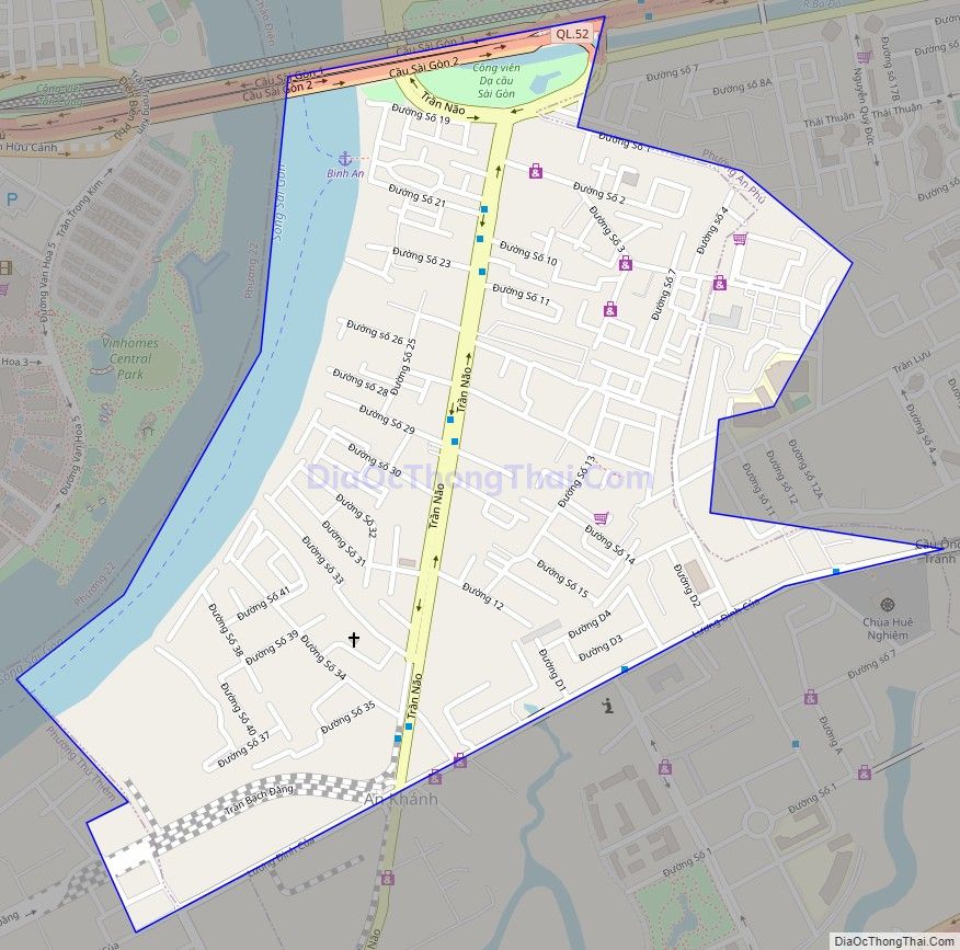 Bản đồ giao thông phường Bình An (cũ), Quận 2