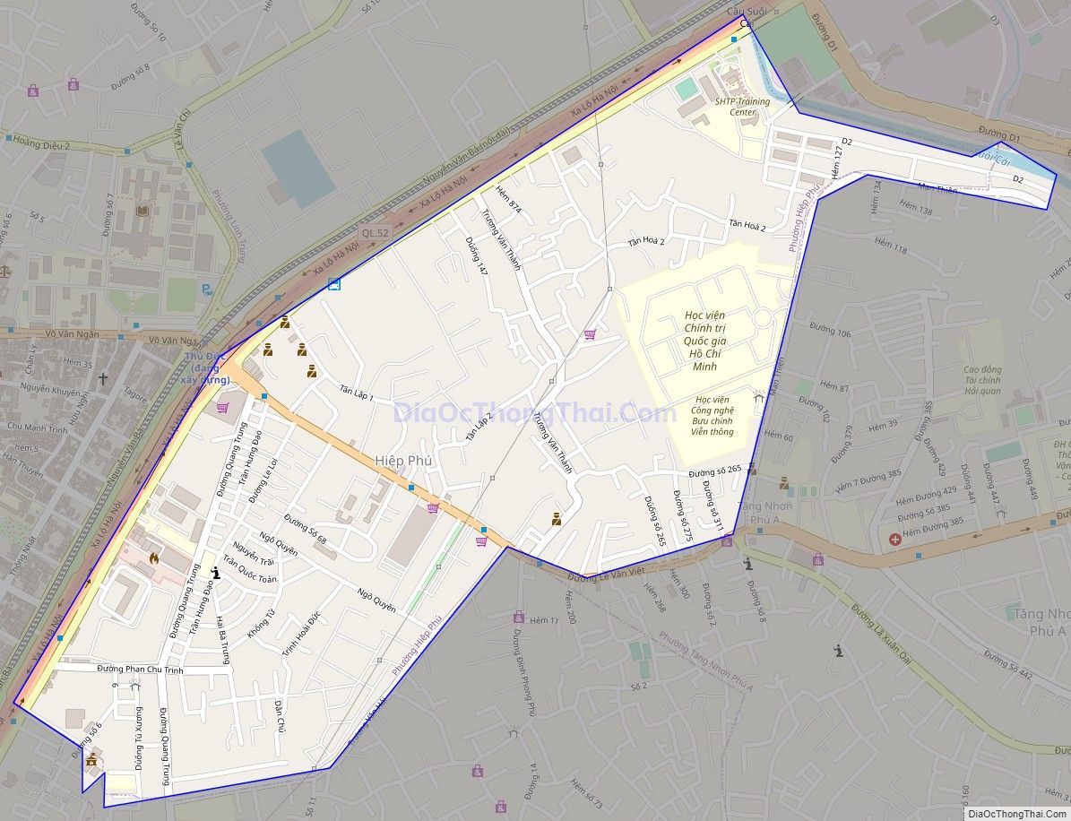 Bản đồ giao thông phường Hiệp Phú, thành phố Thủ Đức