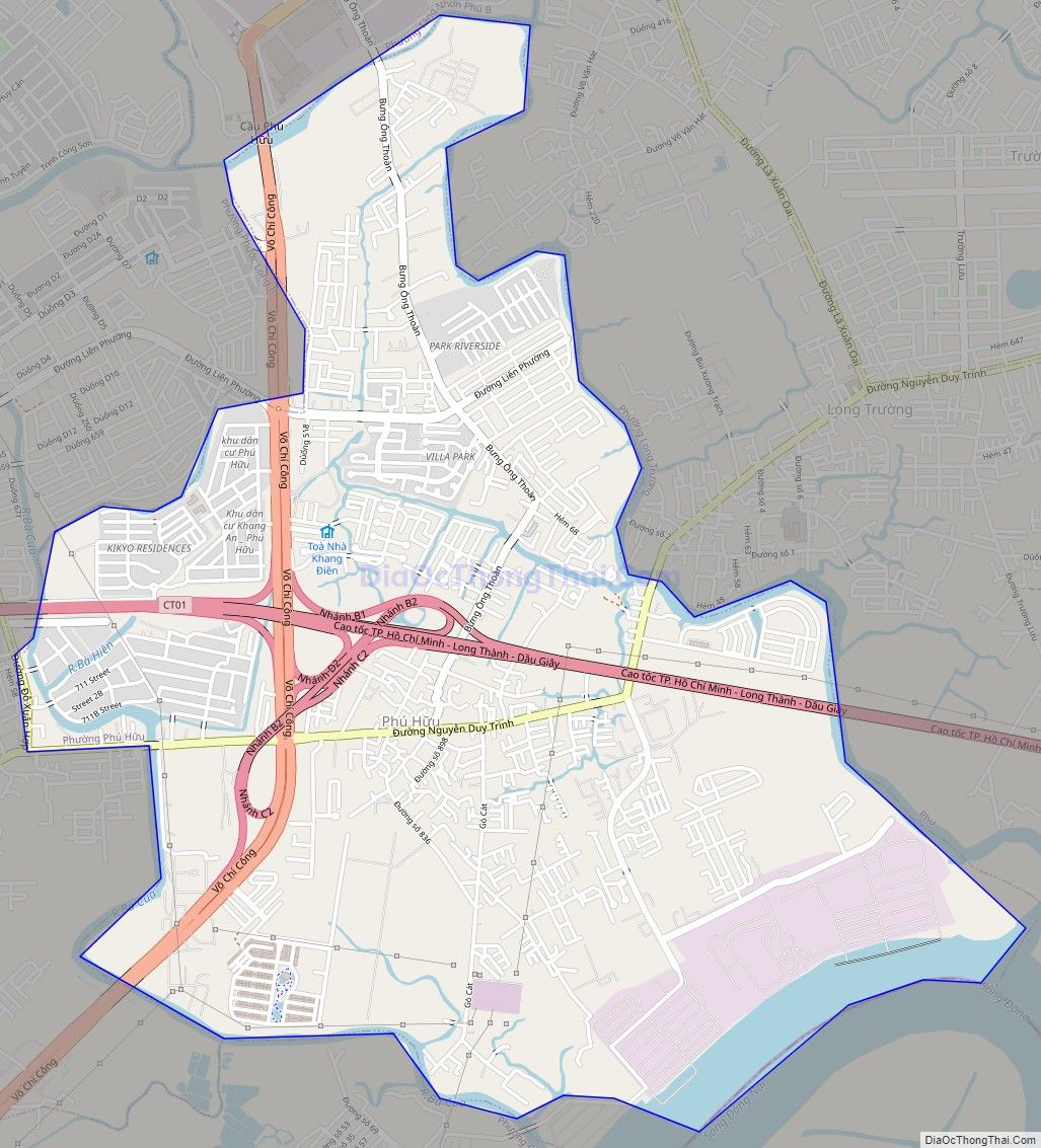 Bản đồ giao thông phường Phú Hữu, thành phố Thủ Đức