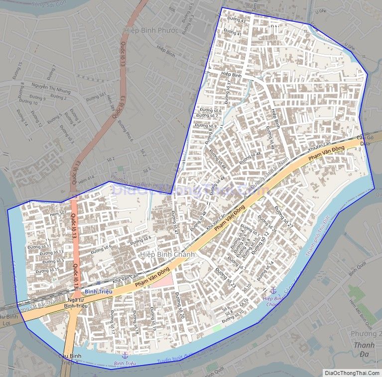 Bản đồ giao thông phường Hiệp Bình Chánh, thành phố Thủ Đức