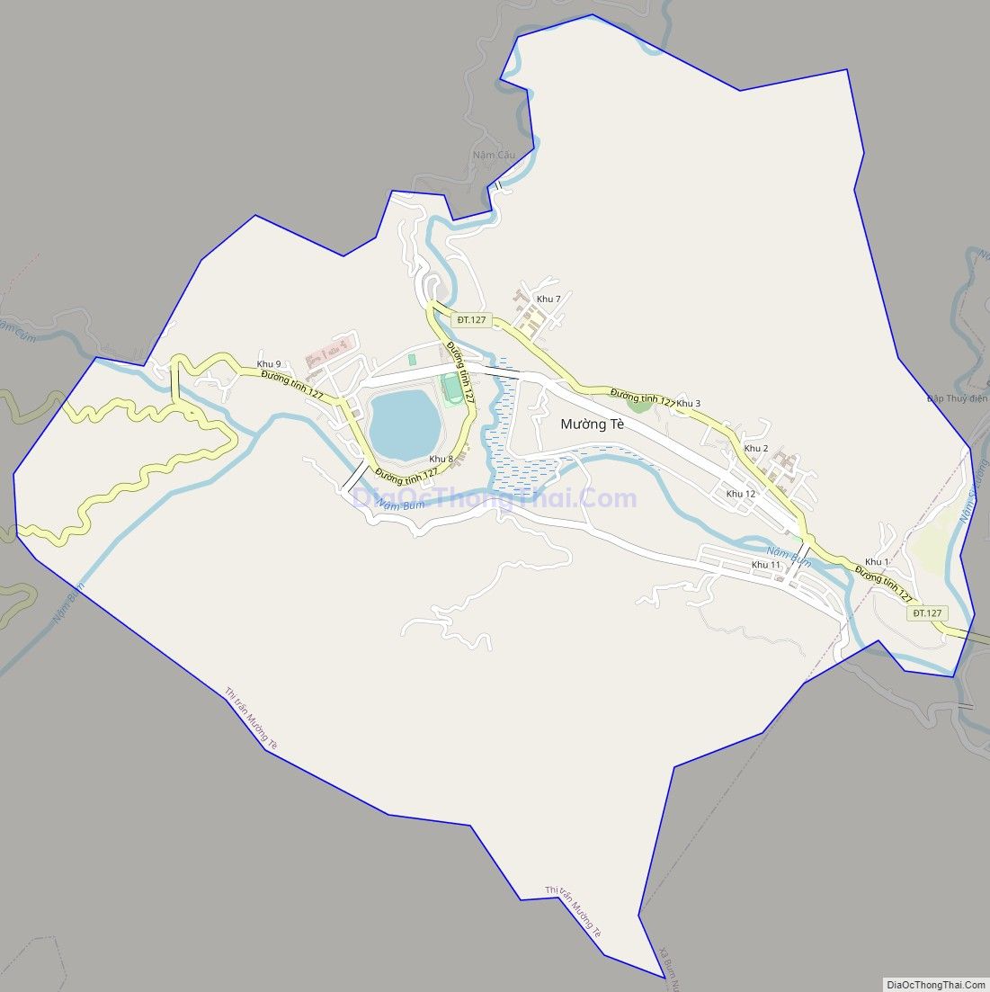 Bản đồ giao thông Thị trấn Mường Tè, huyện Mường Tè