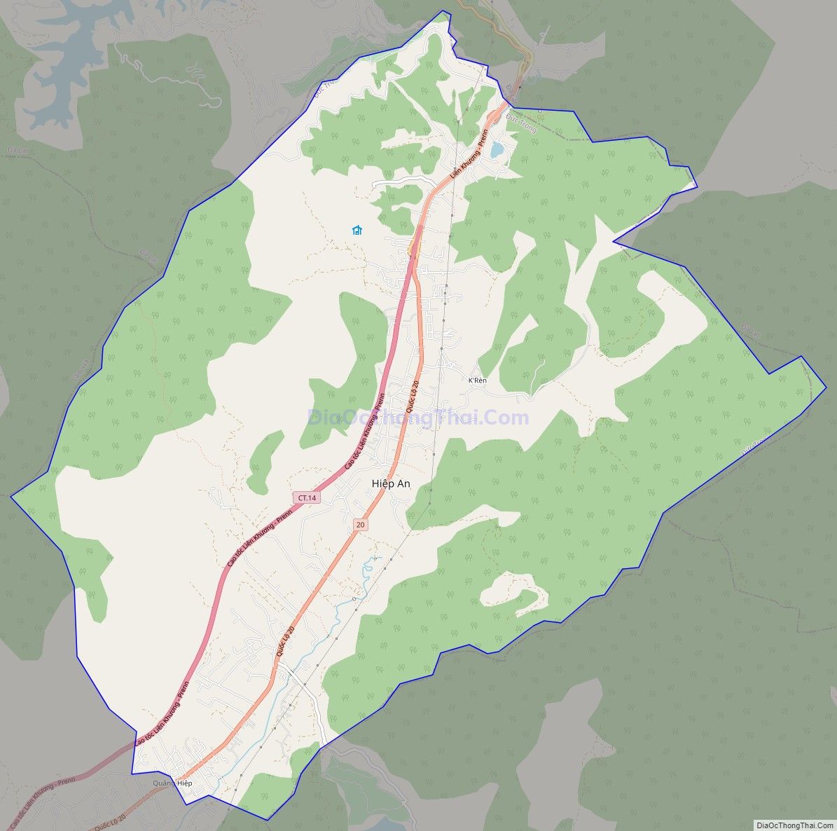 Bản đồ giao thông xã Hiệp An, huyện Đức Trọng