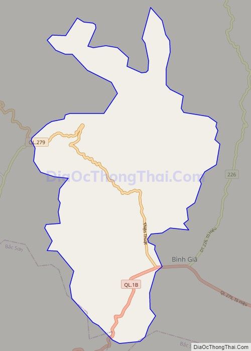 Bản đồ giao thông xã Hoàng Văn Thụ, huyện Bình Gia