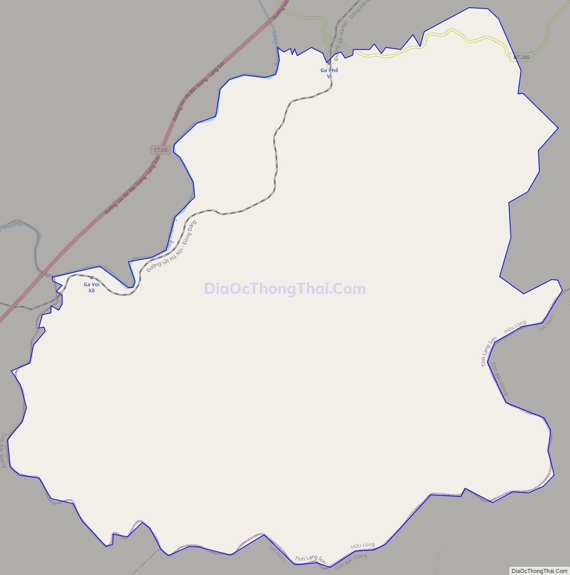 Bản đồ giao thông xã Hòa Thắng, huyện Hữu Lũng