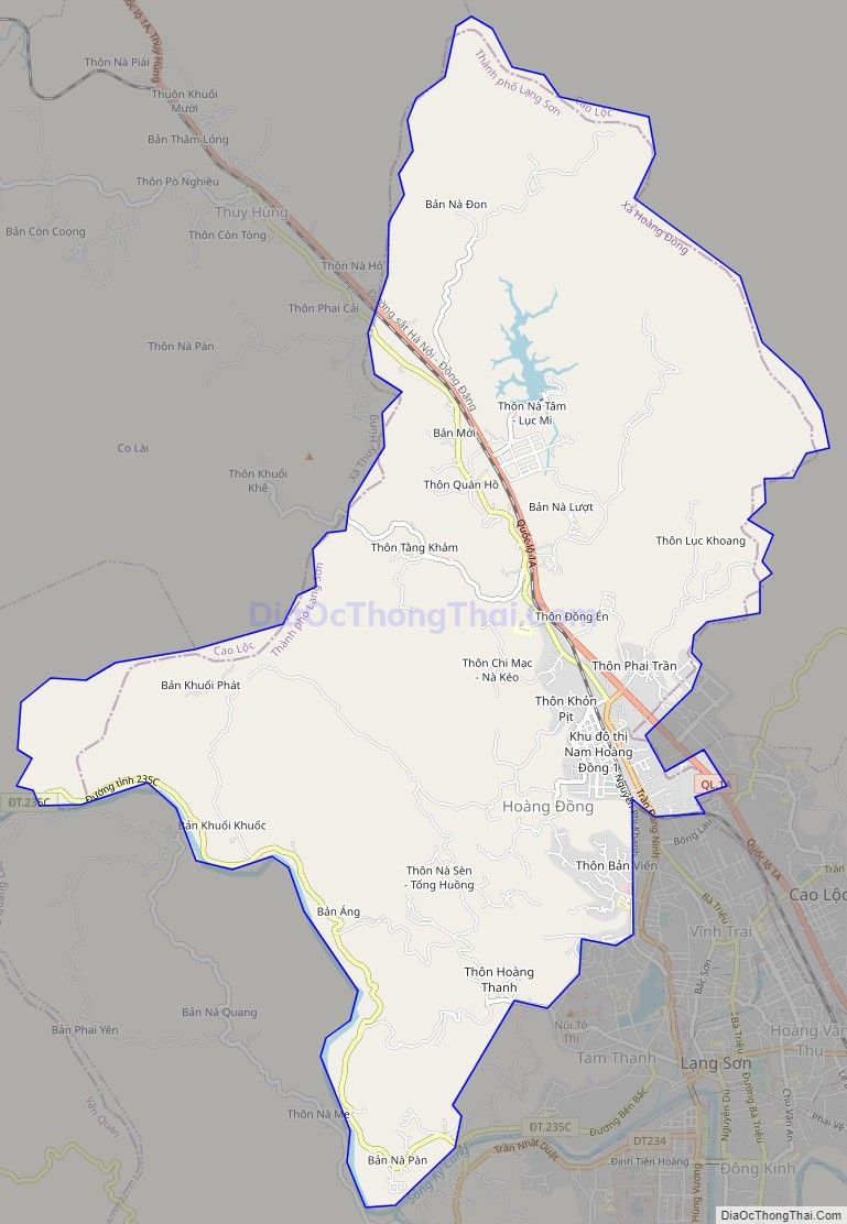 Bản đồ giao thông xã Hoàng Đồng, thành phố Lạng Sơn