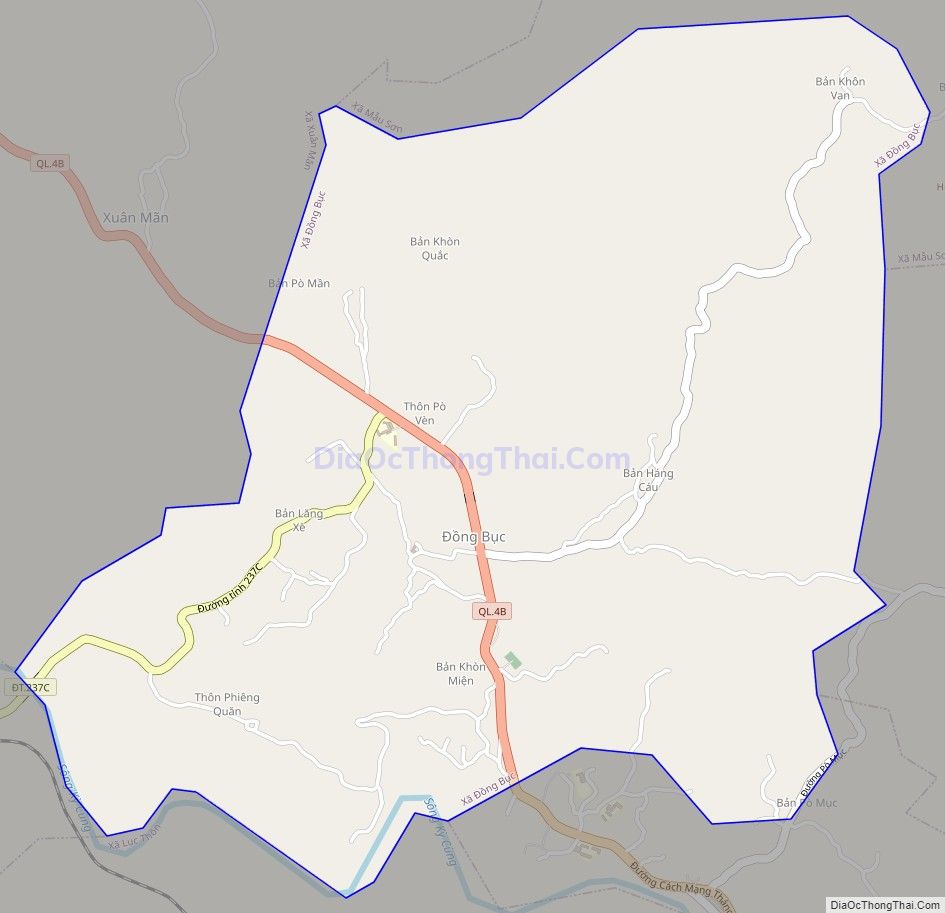 Bản đồ giao thông xã Đồng Bục, huyện Lộc Bình