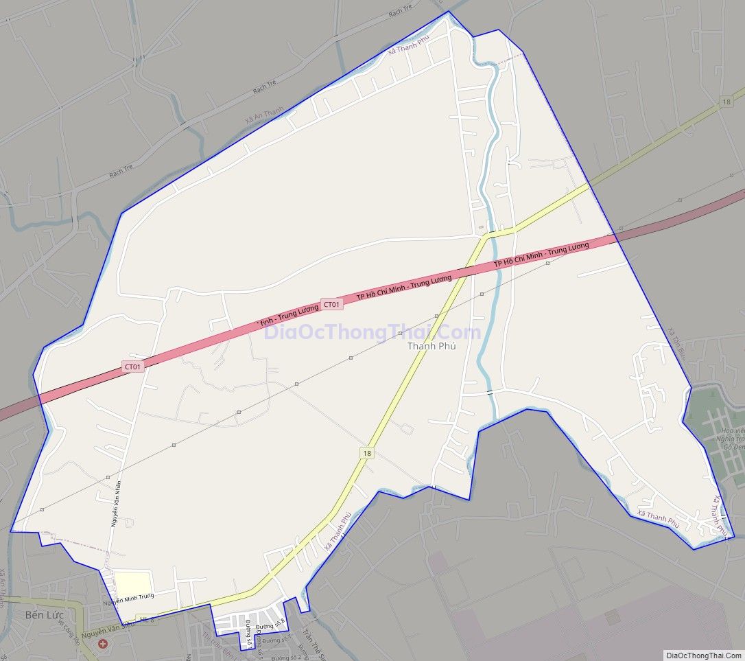 Bản đồ giao thông xã Thanh Phú, huyện Bến Lức