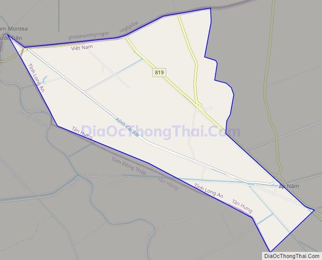 Bản đồ giao thông xã Hưng Điền, huyện Tân Hưng