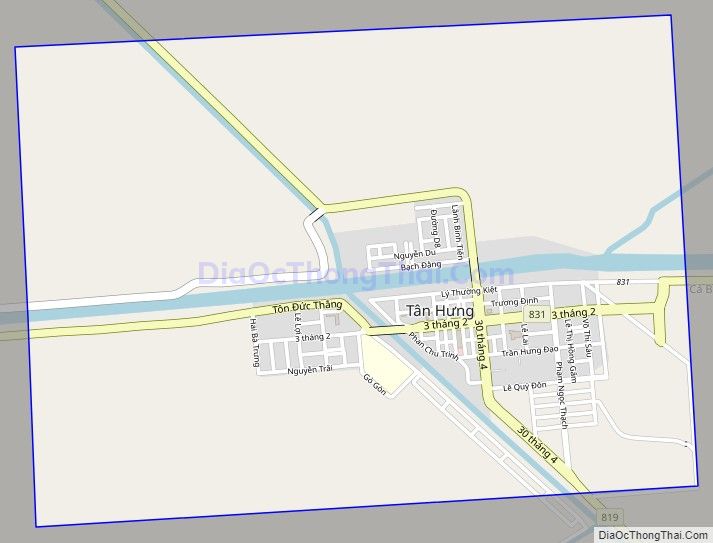 Bản đồ giao thông Thị trấn Tân Hưng, huyện Tân Hưng