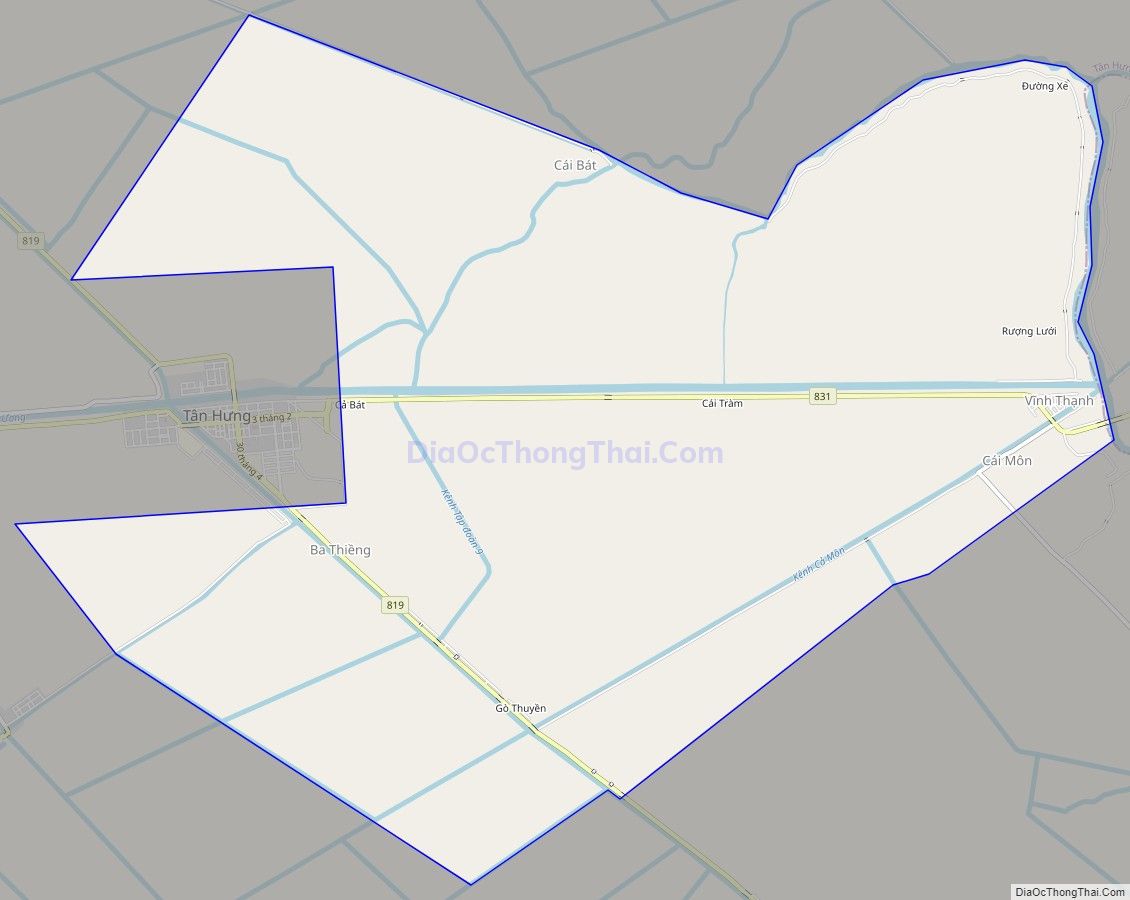 Bản đồ giao thông xã Vĩnh Thạnh, huyện Tân Hưng