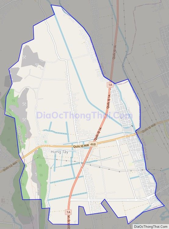 Bản đồ giao thông xã Hưng Tây, huyện Hưng Nguyên