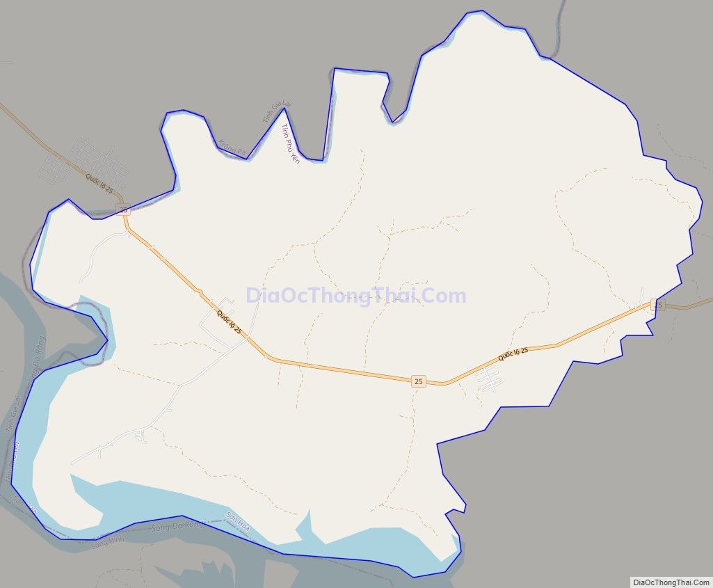 Bản đồ giao thông xã Krông Pa, huyện Sơn Hòa