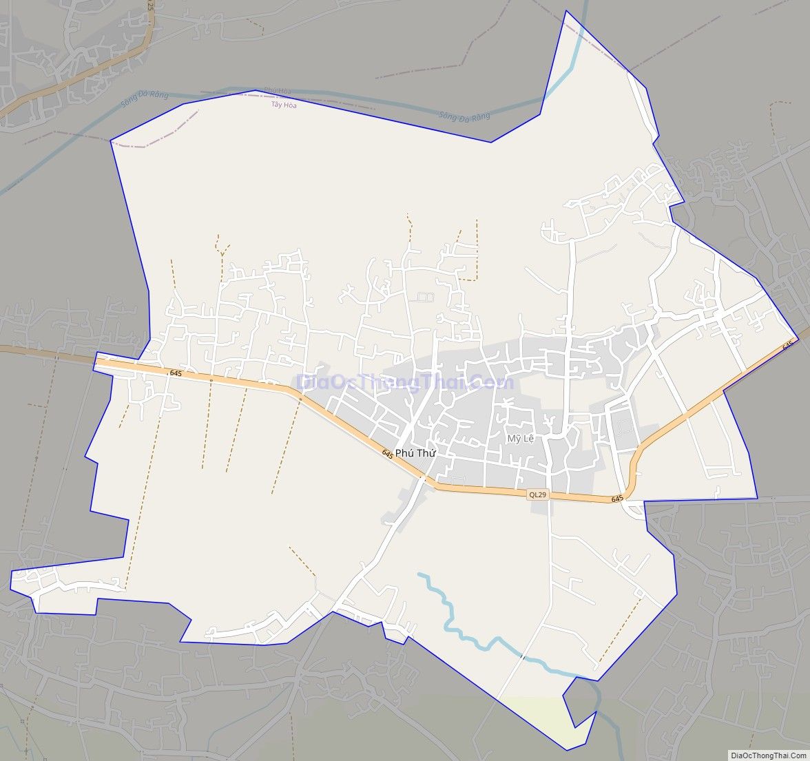 Bản đồ giao thông Thị trấn Phú Thứ, huyện Tây Hòa