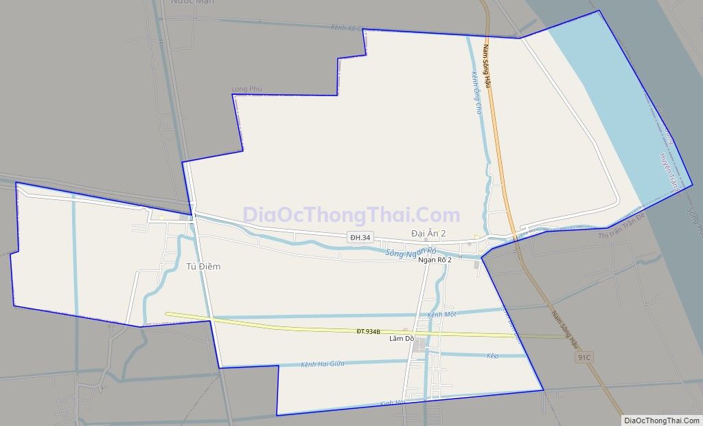 Bản đồ giao thông xã Đại Ân 2, huyện Trần Đề