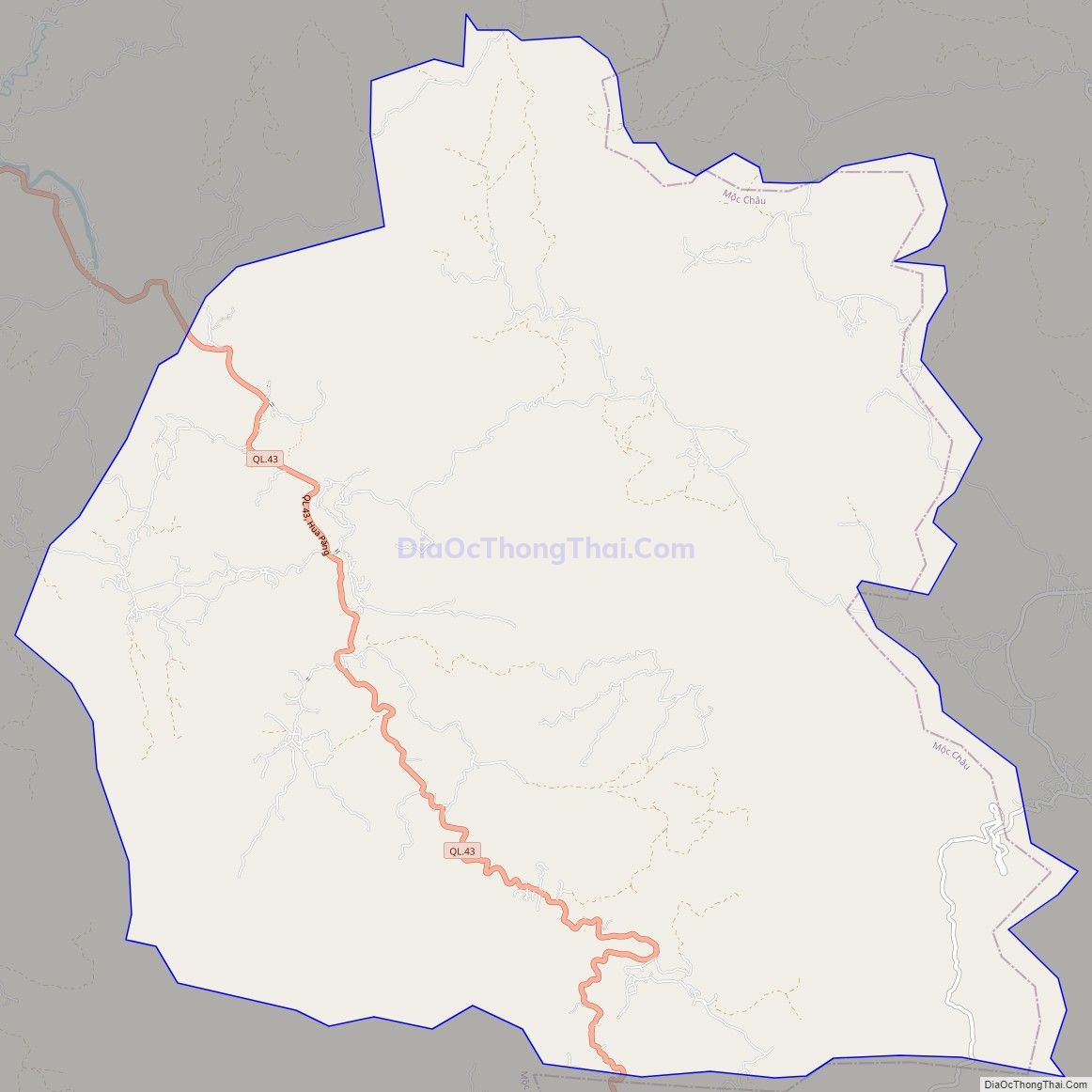 Bản đồ giao thông xã Hua Păng, huyện Mộc Châu