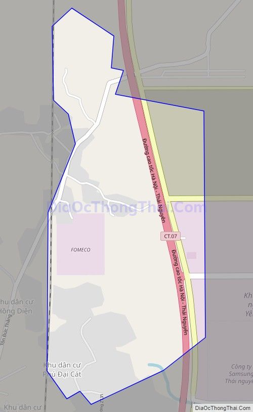 Bản đồ giao thông phường Bãi Bông, thành phố Phổ Yên