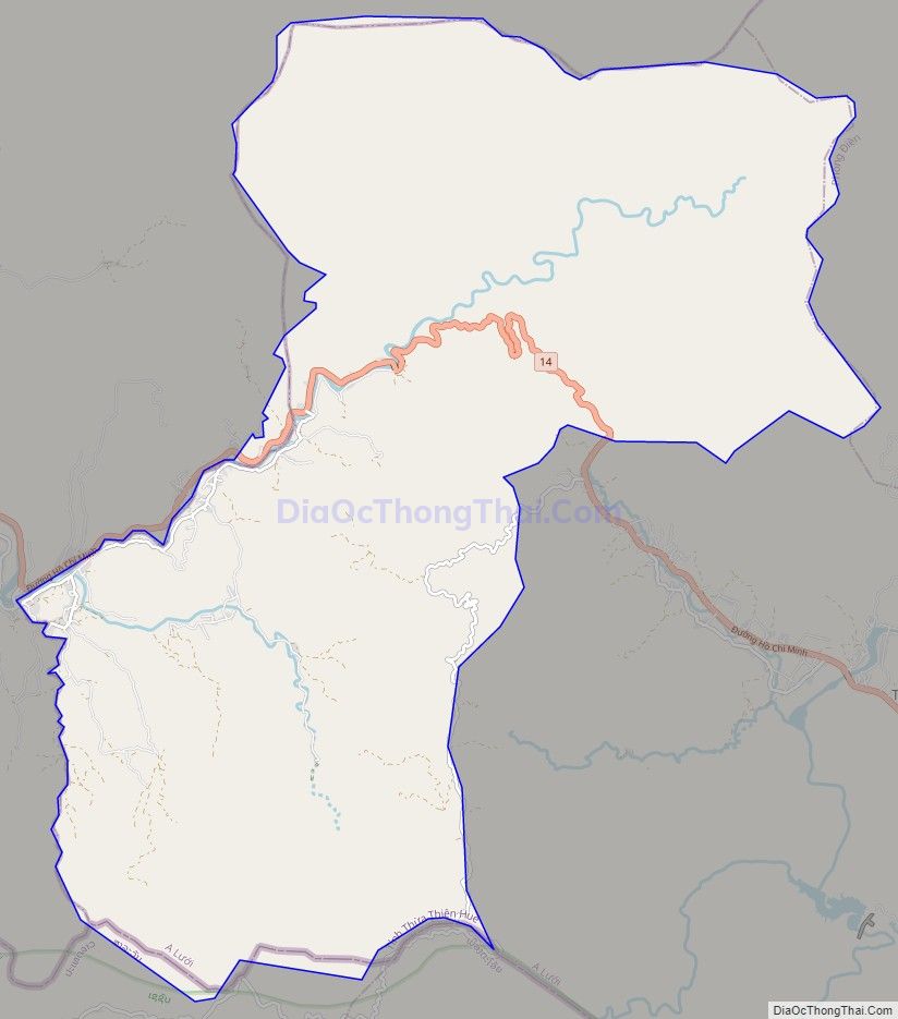 Bản đồ giao thông xã Hồng Thủy, huyện A Lưới