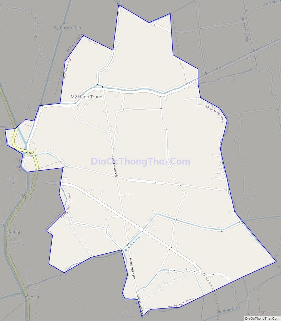 Bản đồ giao thông xã Mỹ Hạnh Trung, thị xã Cai Lậy
