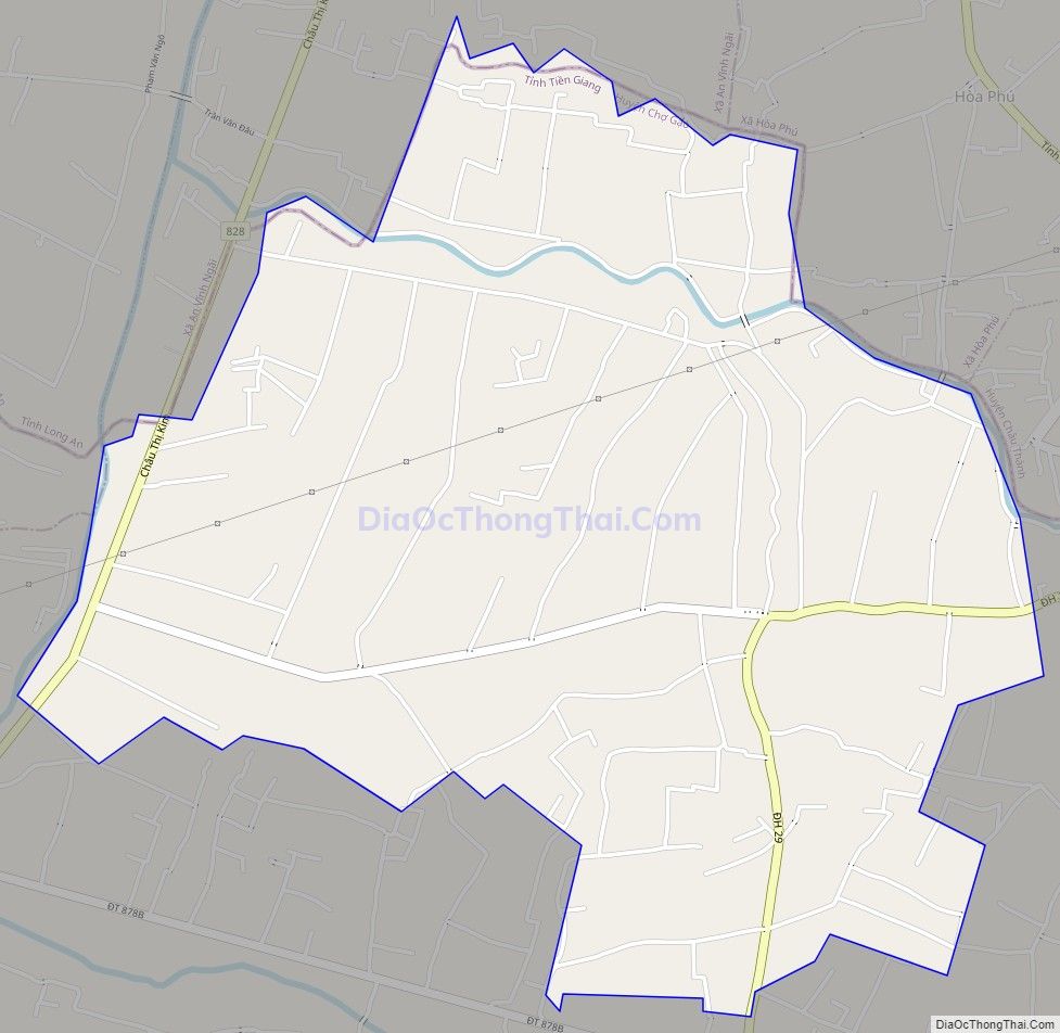 Bản đồ giao thông xã Trung Hòa, huyện Chợ Gạo
