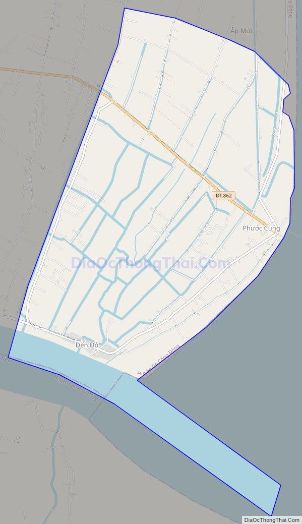 Bản đồ giao thông xã Tân Thành, huyện Gò Công Đông