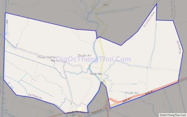 Bản đồ giao thông xã Thuận An, thị xã Bình Minh