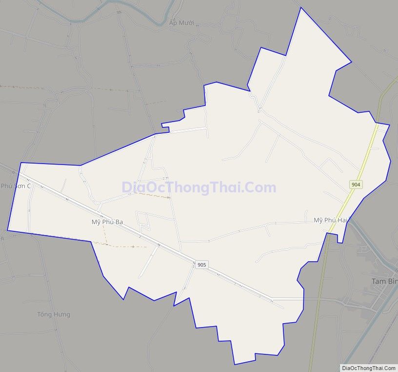 Bản đồ giao thông xã Mỹ Thạnh Trung, huyện Tam Bình