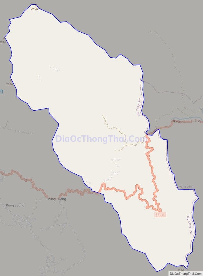 Bản đồ giao thông xã Cao Phạ, huyện Mù Cang Chải