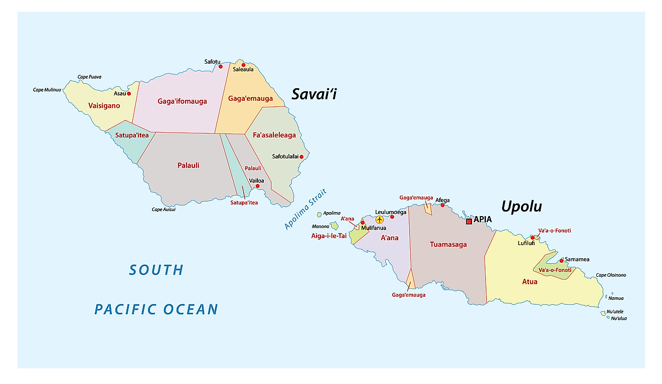 Districts of Samoa Map