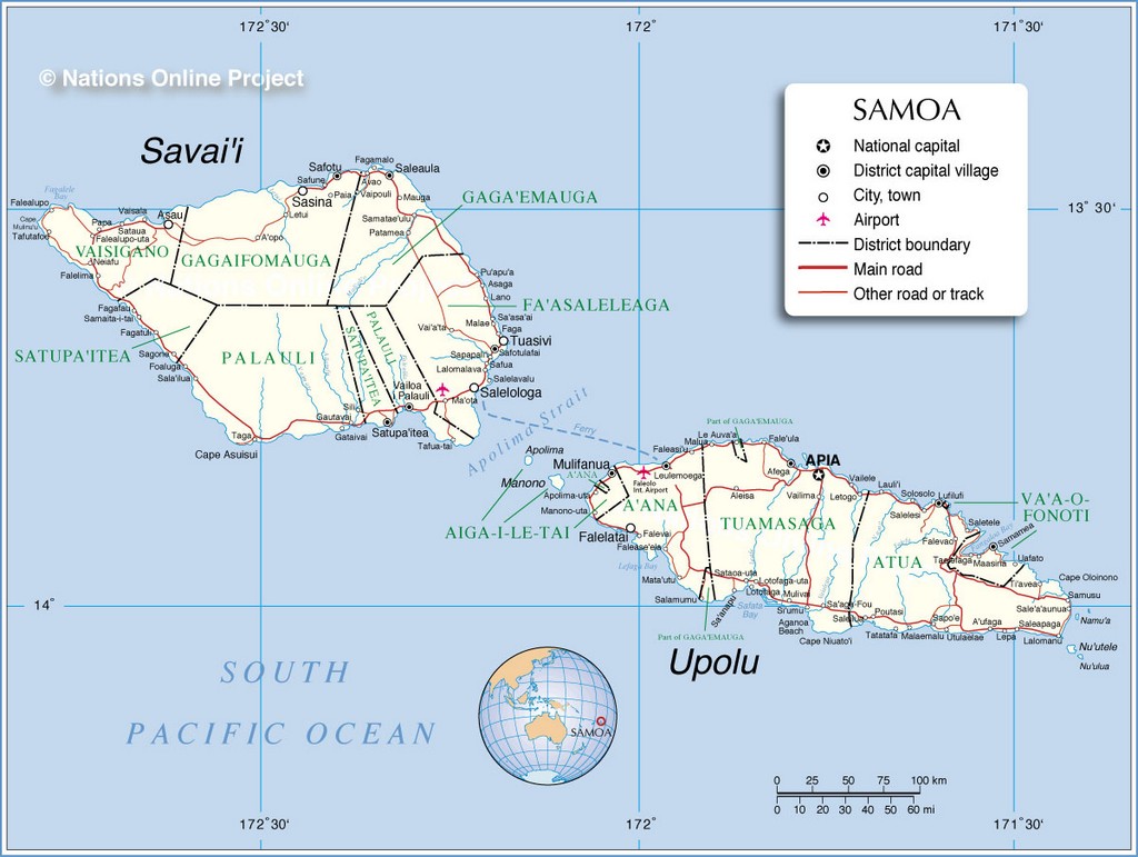 Bản đồ hành chính của Samoa