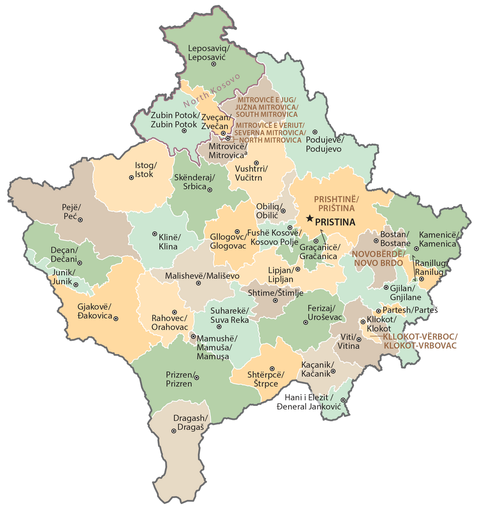 Kosovo Municipal Map
