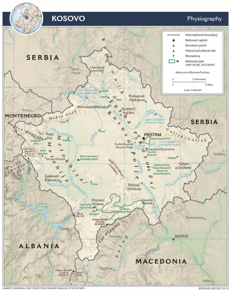 Bản đồ địa lý Kosovo