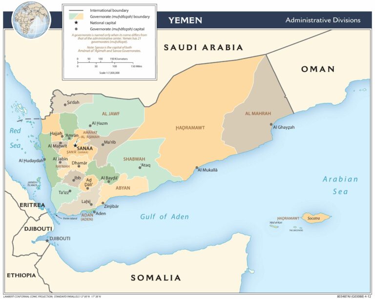 Bản đồ hành chính Yemen khổ lớn