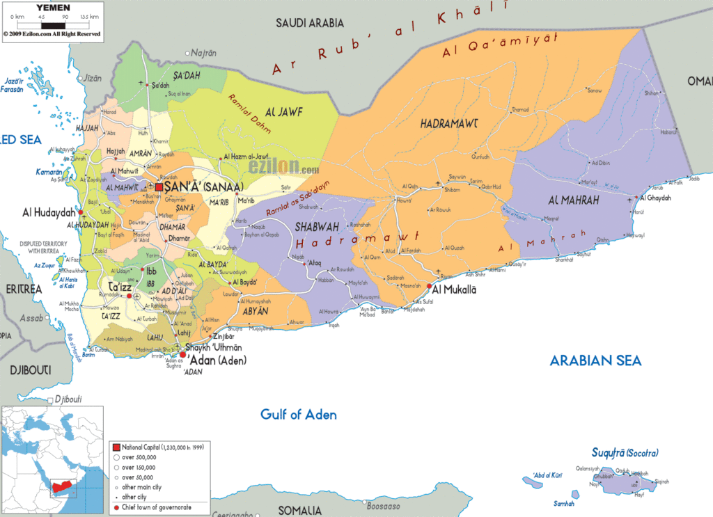 Yemen political map.
